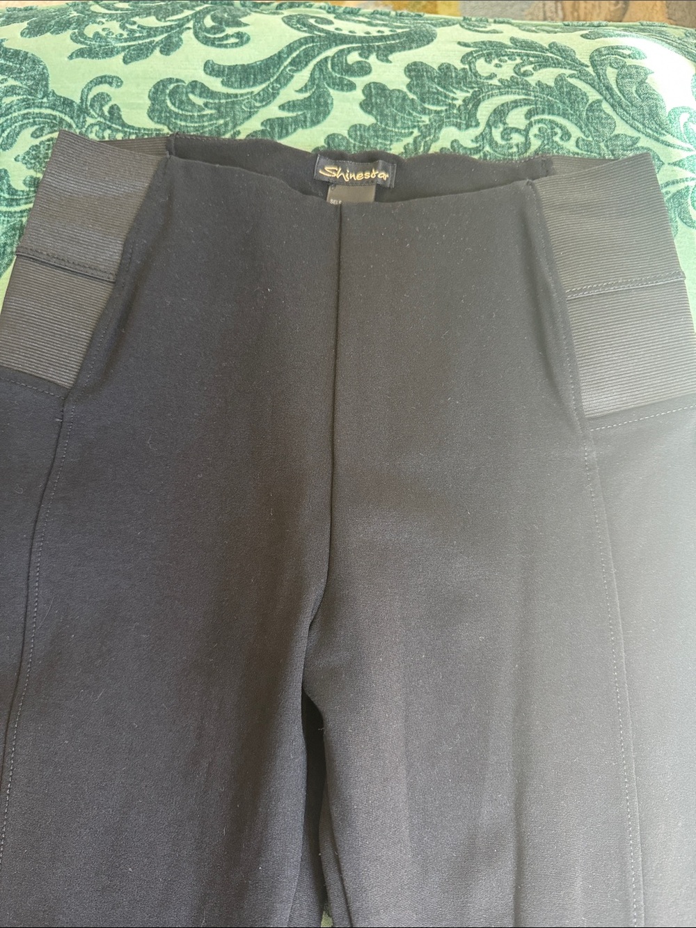 Shinestar Men's Black Stretch Ponte Dress Pants with Elastic Side Panels
